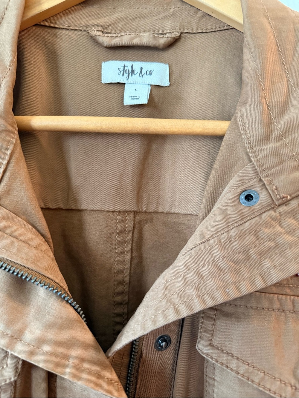 Style & Co. Tan Embroidered Utility Jacket - Picture 2 of 6